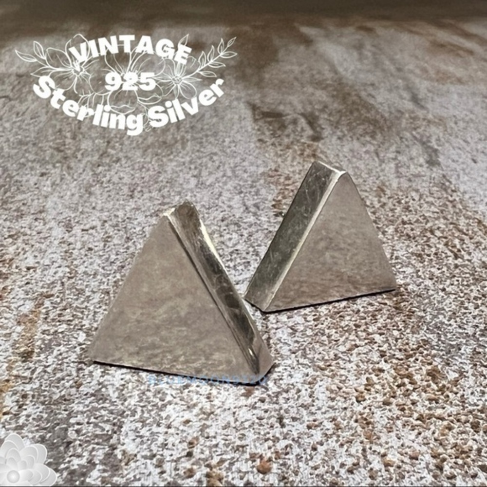 STERLING SILVER 925 Vintage Modern Triangle Post Earrings